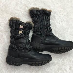 Becky Waterproof Faux Fur Puffer Quilted Snow Boots Black  US Size 7